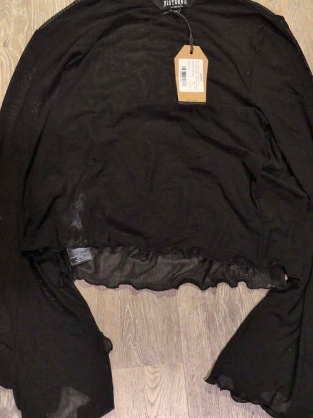 Disturbia Flavia Mesh Fluted Long Sleeve Top us 14 new